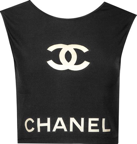 chanel black tank top|chanel logo crop top.